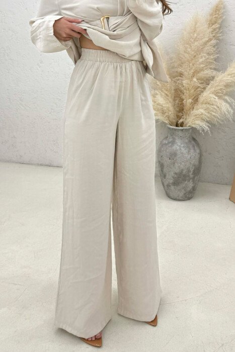 GOLD DETAIL SWEATSHIRT + TROUSERS WOMAN SET BEIGE/BEZHE - 3
