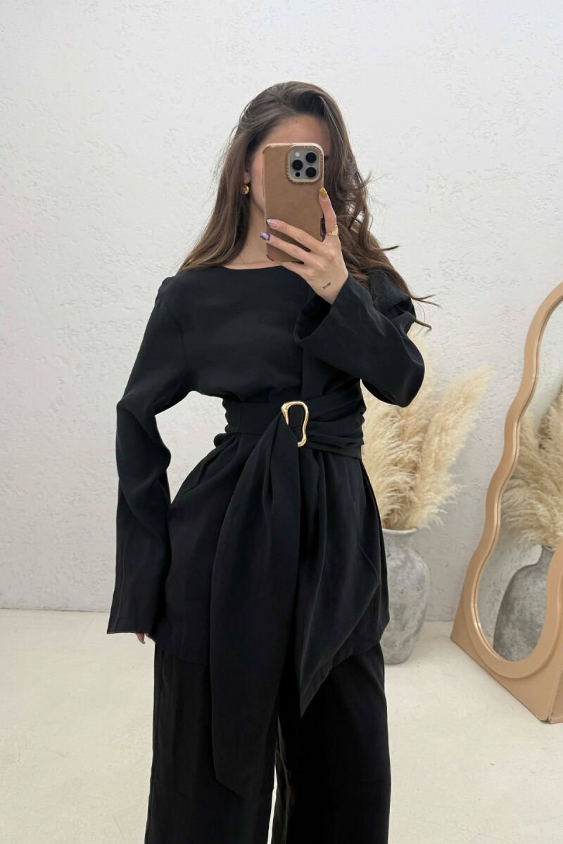 GOLD DETAIL SWEATSHIRT + TROUSERS WOMAN SET BLACK/ E ZEZE - 3