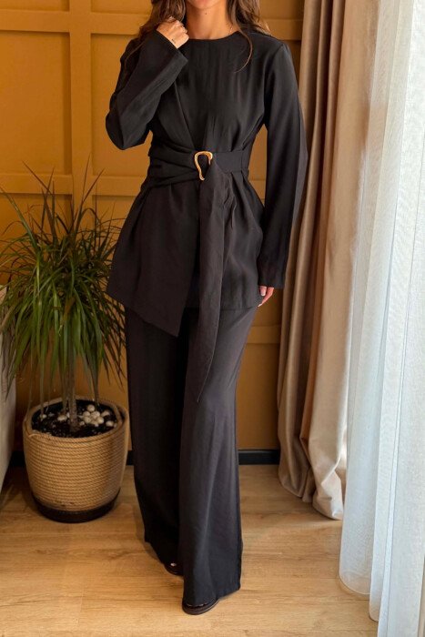 GOLD DETAIL SWEATSHIRT + TROUSERS WOMAN SET BLACK/ E ZEZE - 3