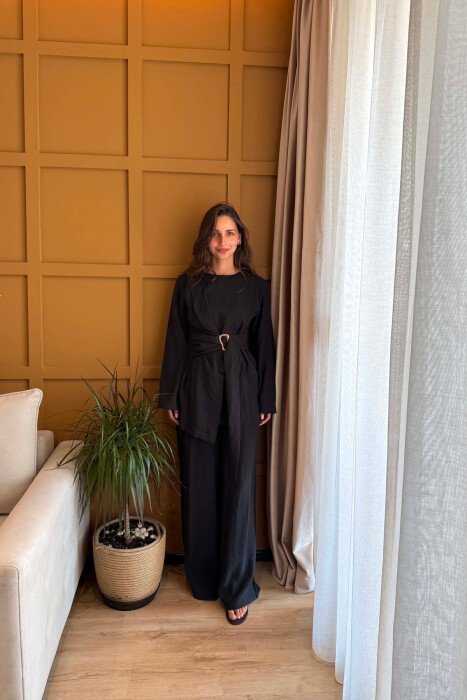 GOLD DETAIL SWEATSHIRT + TROUSERS WOMAN SET BLACK/ E ZEZE - 6