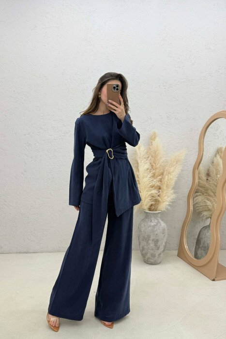 GOLD DETAIL SWEATSHIRT + TROUSERS WOMAN SET BLUE/BLU - 1