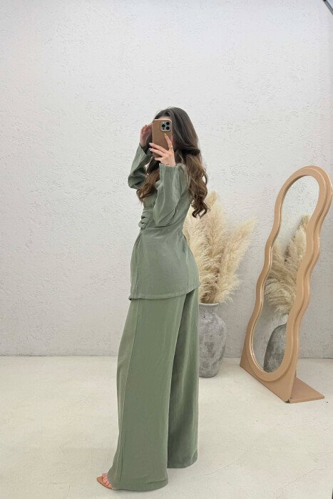 GOLD DETAIL SWEATSHIRT + TROUSERS WOMAN SET GREEN/JESHILE - 4