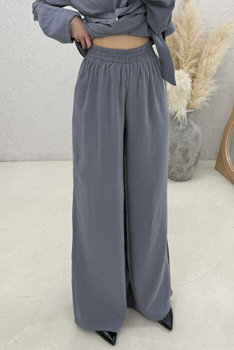 GOLD DETAIL SWEATSHIRT + TROUSERS WOMAN SET GREY/GRI - 4