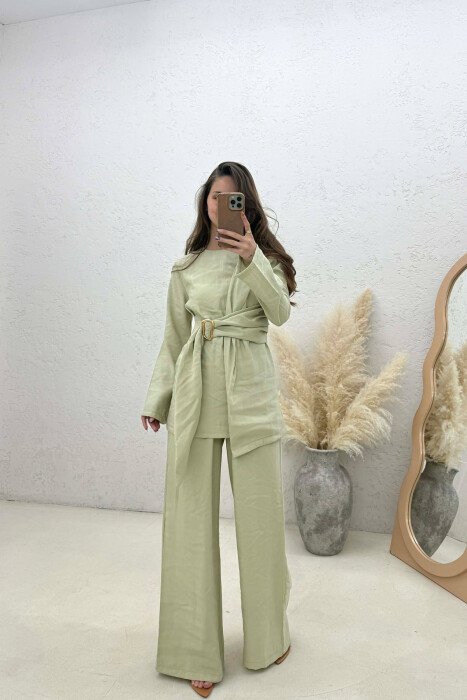 GOLD DETAIL SWEATSHIRT + TROUSERS WOMAN SET MINT/MENTE 