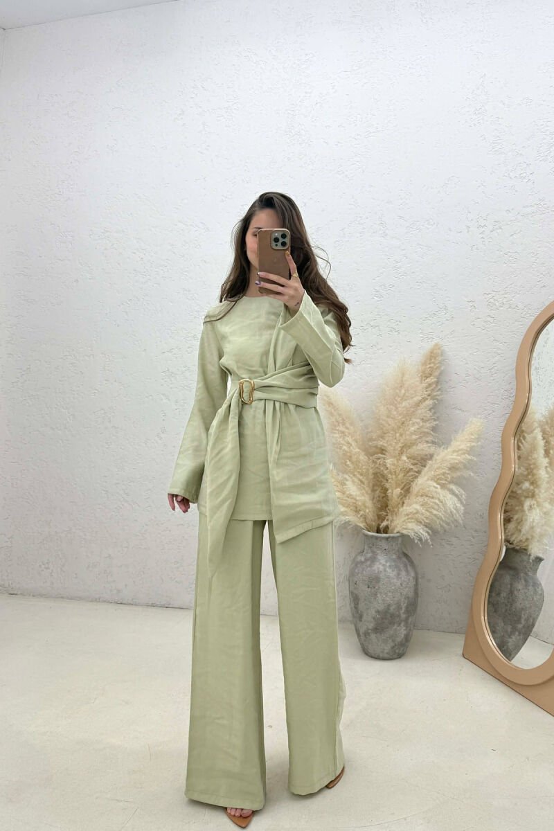 GOLD DETAIL SWEATSHIRT + TROUSERS WOMAN SET MINT/MENTE - 1