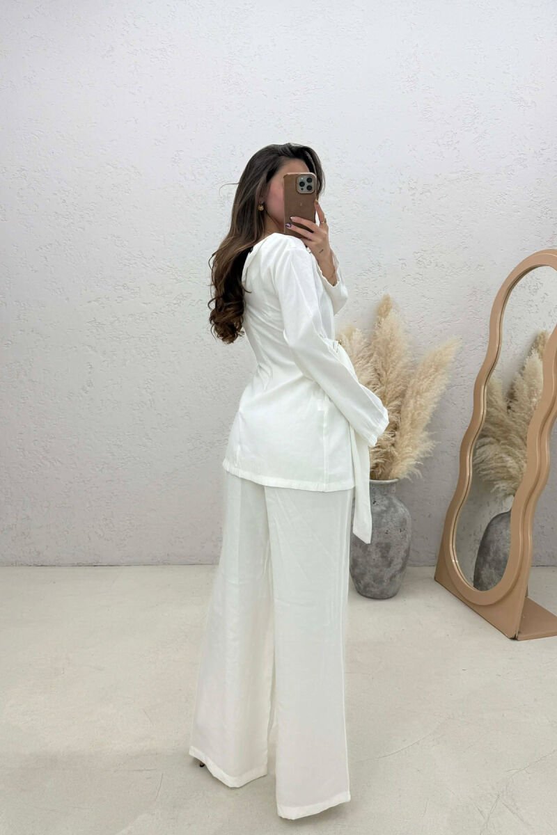 GOLD DETAIL SWEATSHIRT + TROUSERS WOMAN SET WHITE-E BARDHE - 4