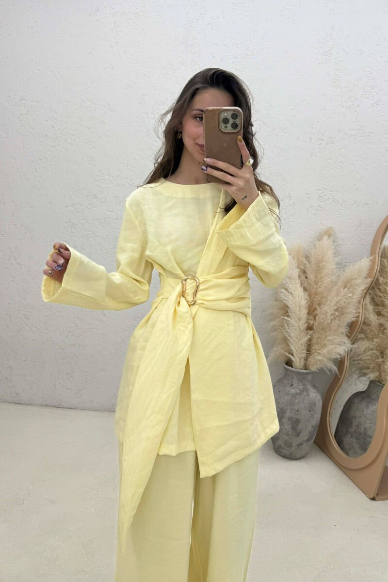 GOLD DETAIL SWEATSHIRT + TROUSERS WOMAN SET YELLOW/E VERDHE - 3