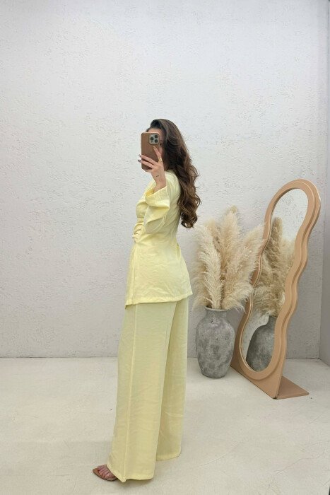 GOLD DETAIL SWEATSHIRT + TROUSERS WOMAN SET YELLOW/E VERDHE - 4