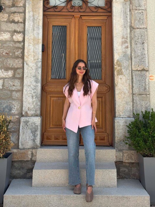 JELEK ME DETAJIN E KOPSAVE GOLD ME LIDHSE PËR FEMRA NË NGJYRE ROZE - KLAUDIO FASHION