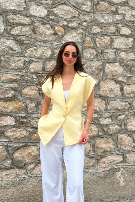 JELEK ME DETAJIN E KOPSAVE GOLD ME LIDHSE PËR FEMRA NË NGJYRE TE VERDHE - KLAUDIO FASHION