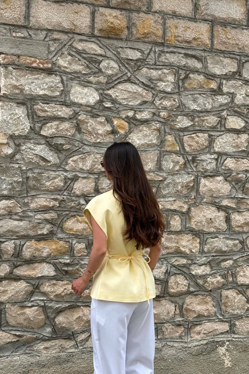 GOLD SUN BUTTON DETAIL LACING WOMEN VEST YELLOW/E VERDHE - 5