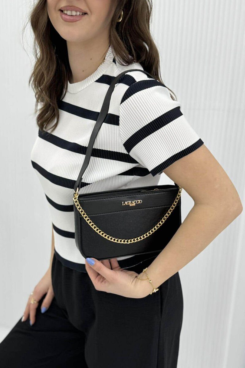 GOLD ZIPPER ONE COLOR WOMEN BAG BLACK/ E ZEZE - 3