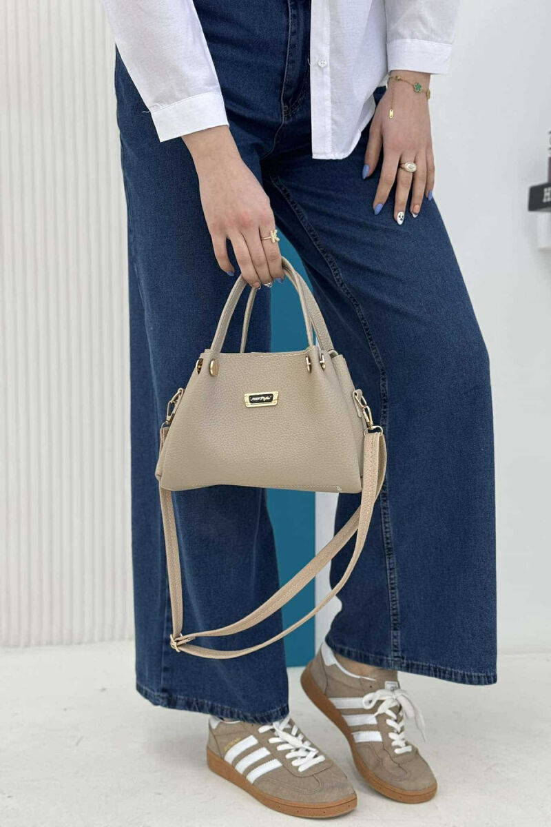 GOLDEN LOGO ZIPPER WOMEN BAG BEIGE/BEZHE - 3