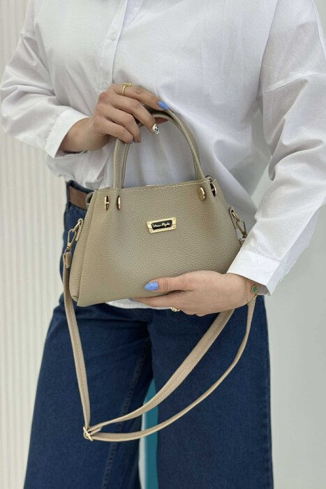 GOLDEN LOGO ZIPPER WOMEN BAG BEIGE/BEZHE - 4