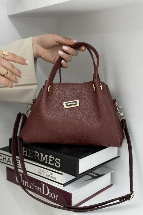 GOLDEN LOGO ZIPPER WOMEN BAG BURGUNDY/VISHNJE - 4