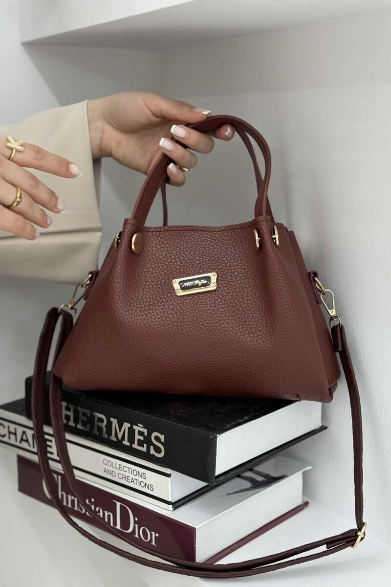 GOLDEN LOGO ZIPPER WOMEN BAG BURGUNDY/VISHNJE - 4