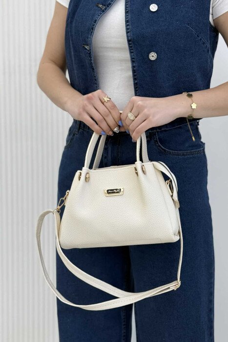 GOLDEN LOGO ZIPPER WOMEN BAG CREAM/KREM 