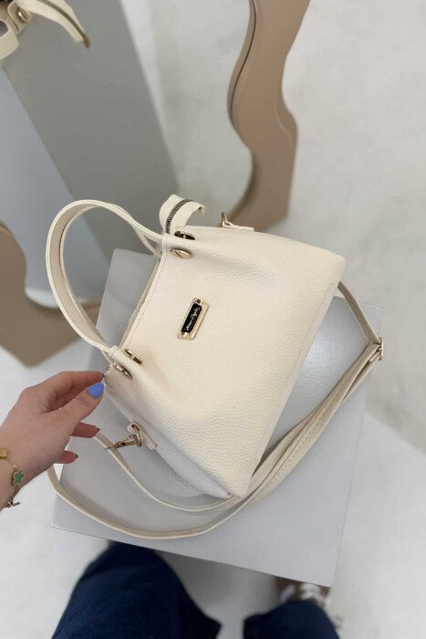 GOLDEN LOGO ZIPPER WOMEN BAG CREAM/KREM - 3