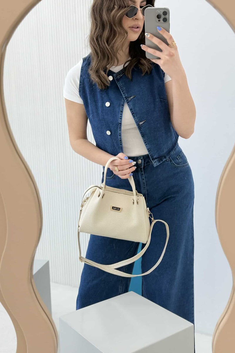 GOLDEN LOGO ZIPPER WOMEN BAG CREAM/KREM - 4