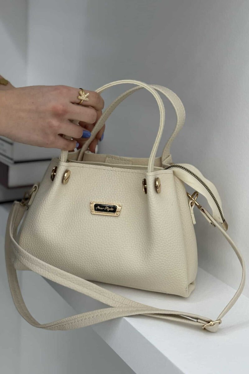 GOLDEN LOGO ZIPPER WOMEN BAG CREAM/KREM - 5
