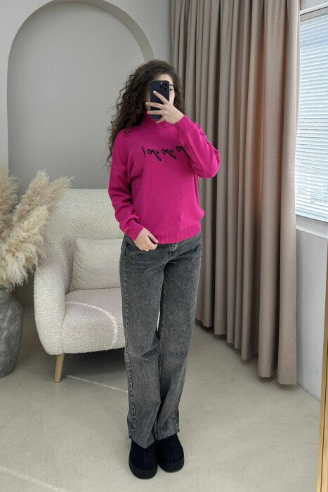 GOLF ME SHKRIM PARA PËR FEMRA NË NGJYRËN CIKLAMI - 2