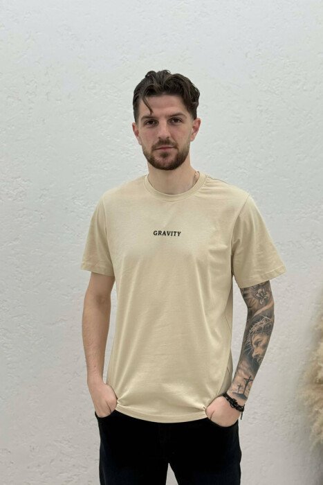 GRAVITY FRONT WRITTING MEN T-SHIRT BEIGE/BEZHE - 1