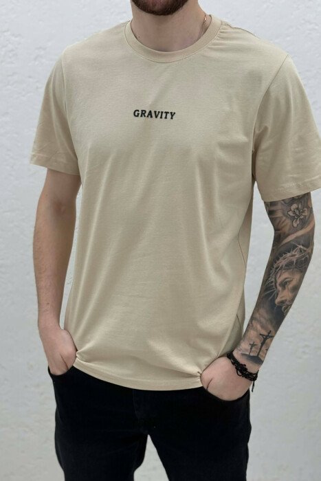GRAVITY FRONT WRITTING MEN T-SHIRT BEIGE/BEZHE - 2