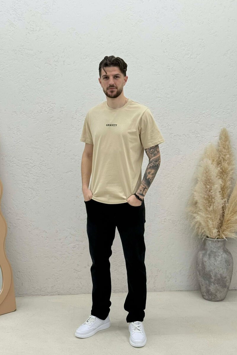 GRAVITY FRONT WRITTING MEN T-SHIRT BEIGE/BEZHE - 3