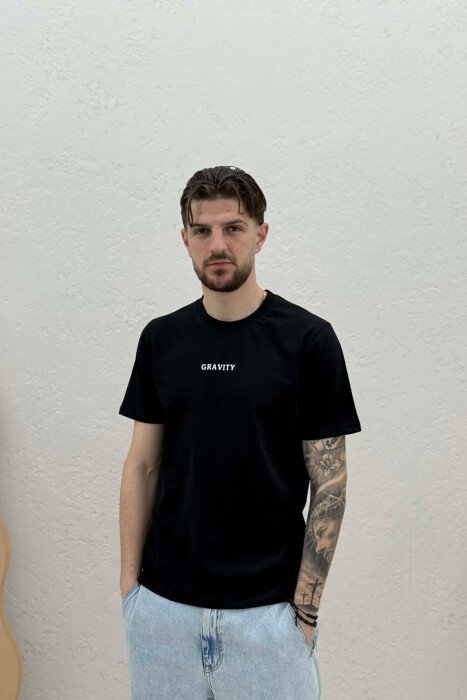 GRAVITY FRONT WRITTING MEN T-SHIRT BLACK/ E ZEZE - 1