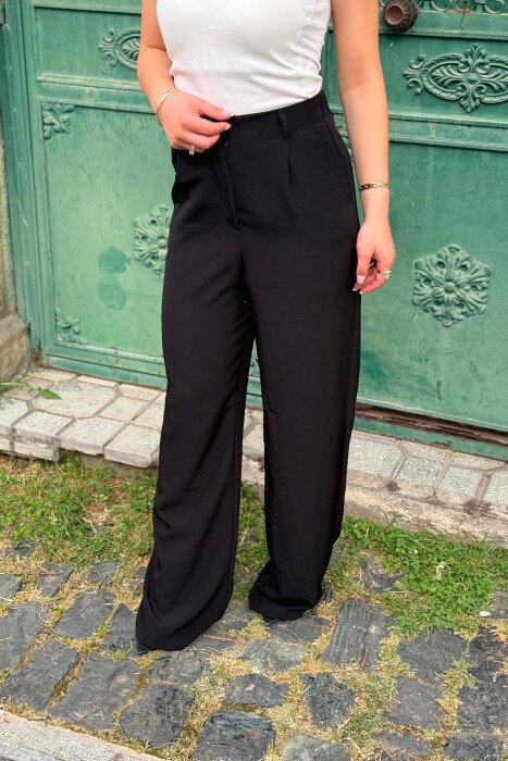 HALF ELASTIC WAIST WOMEN TROUSERS BLACK/ E ZEZE - 2