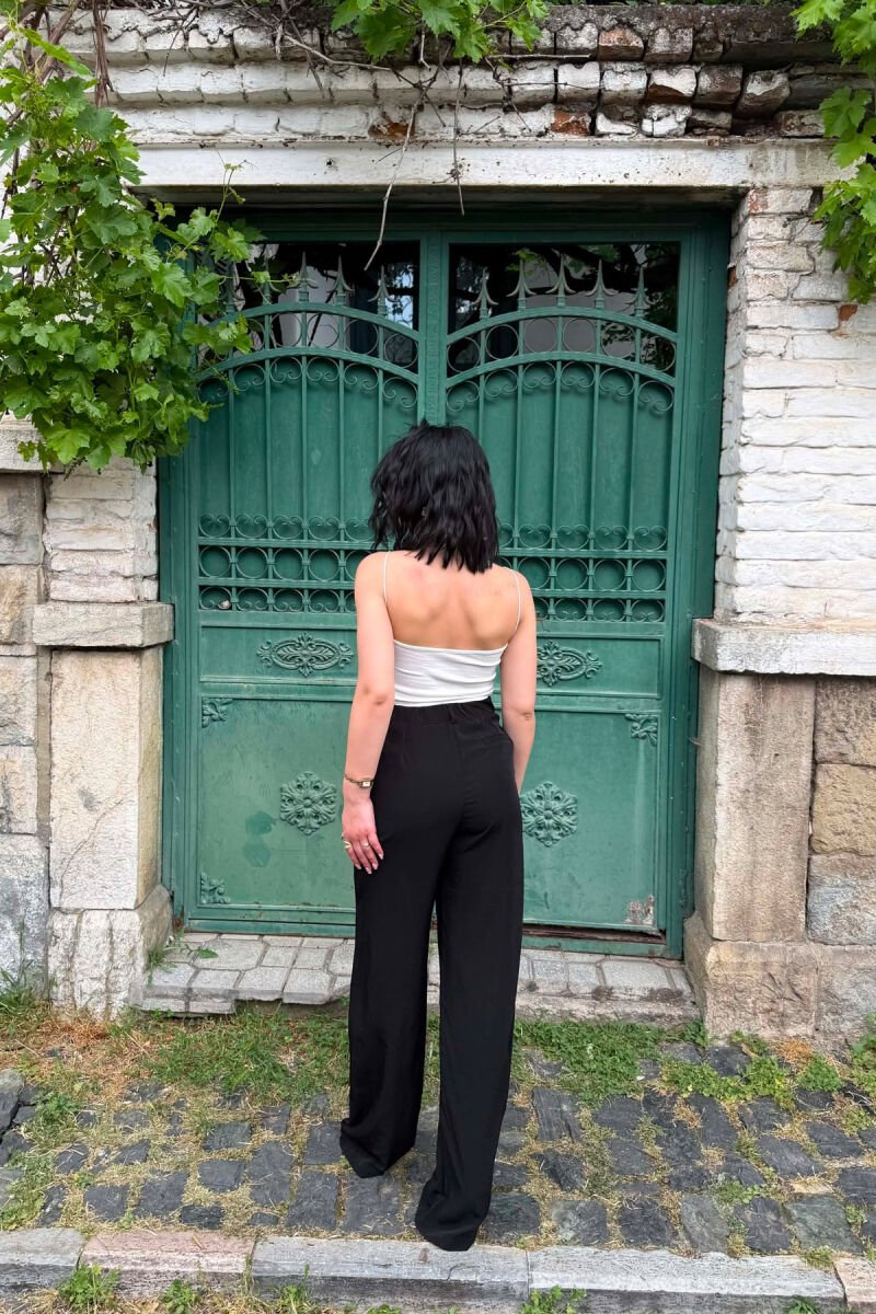 HALF ELASTIC WAIST WOMEN TROUSERS BLACK/ E ZEZE - 3