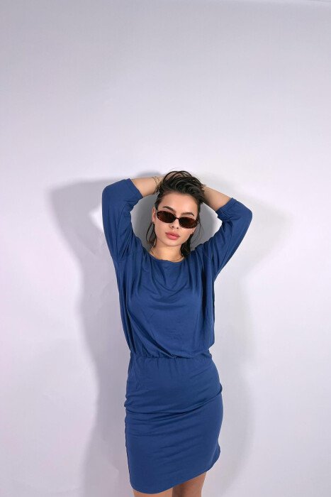 HALF SLEEVE WOMEN DRESS BLUE/BLU - 6