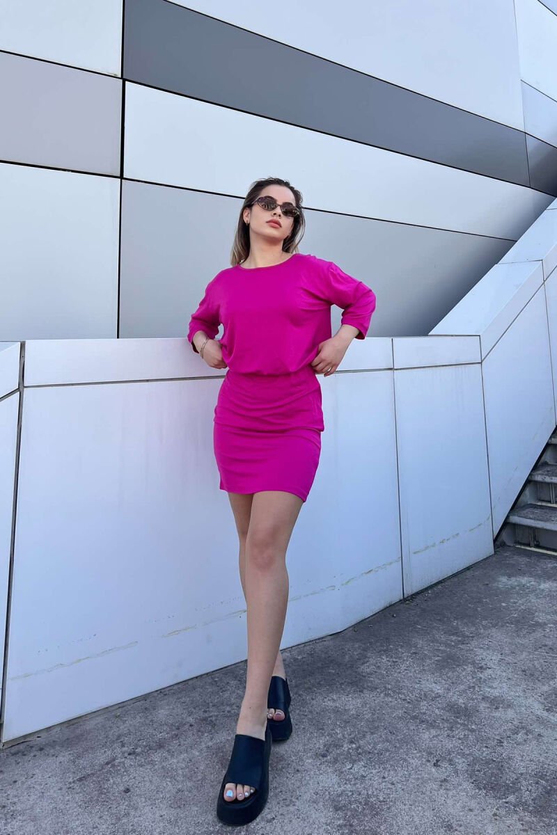 HALF SLEEVE WOMEN DRESS FUCHSIA/CIKLAMI - 1
