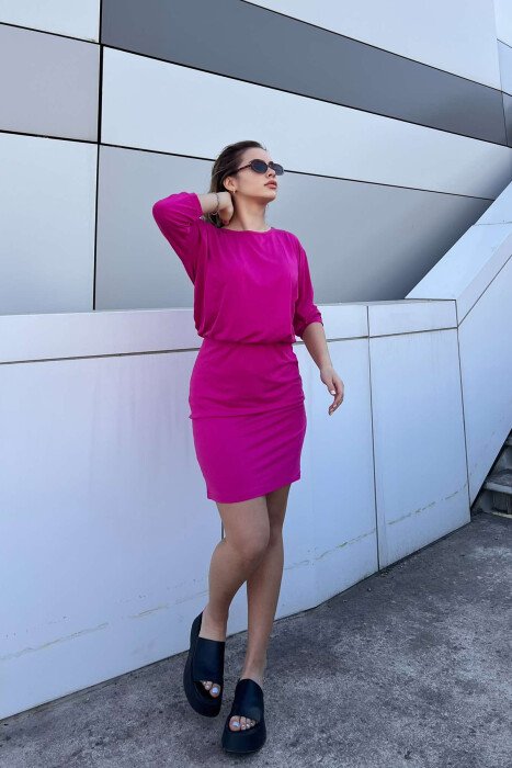 HALF SLEEVE WOMEN DRESS FUCHSIA/CIKLAMI - 3