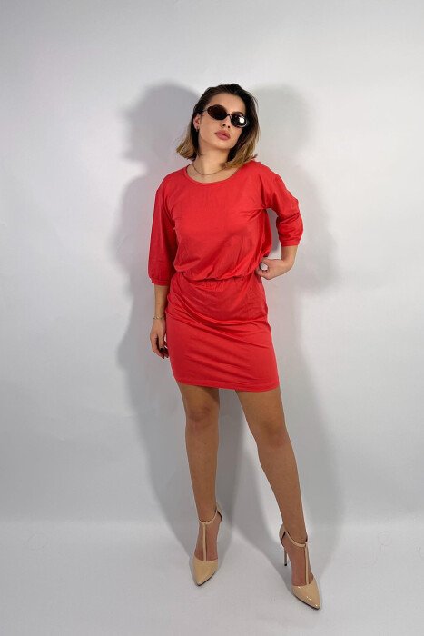 HALF SLEEVE WOMEN DRESS ORANGE/PORTOKALLI - 3