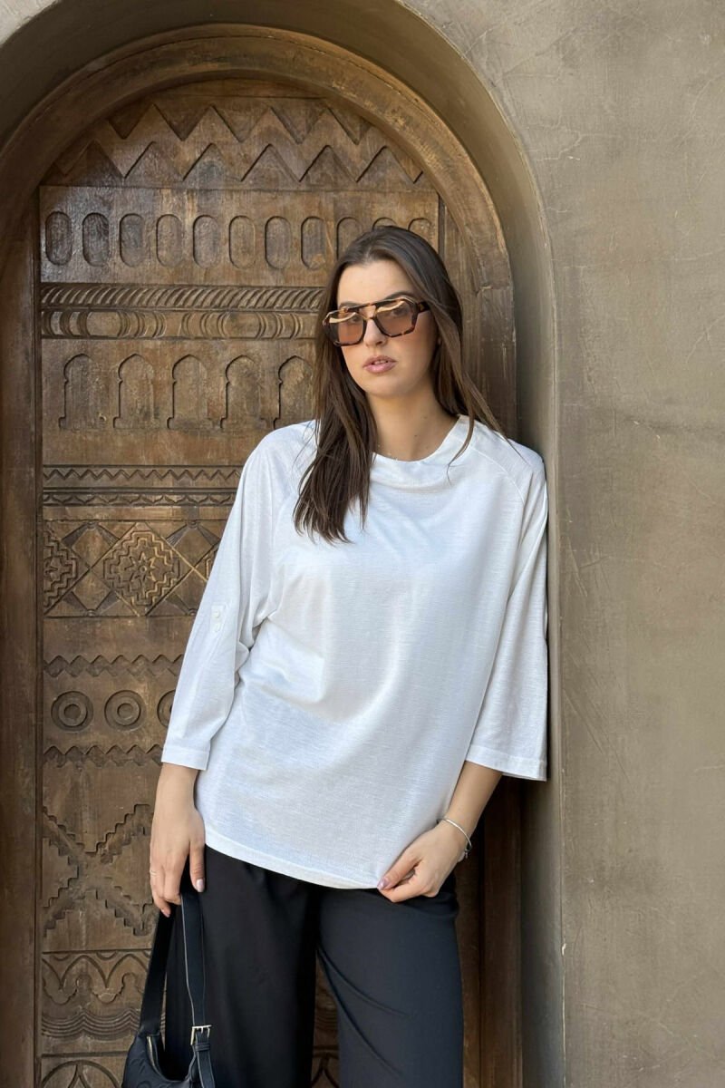 HALF SLEEVES ONE COLOR WOMEN T-SHIRT WHITE-E BARDHE - 2