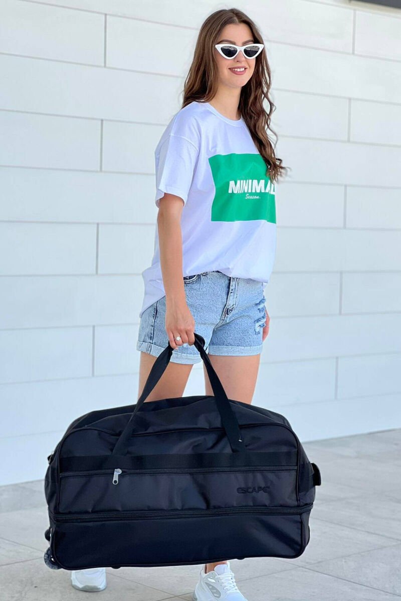 HANDLE AND WHEEL TRAVELING BAG BLACK/ E ZEZE - 5