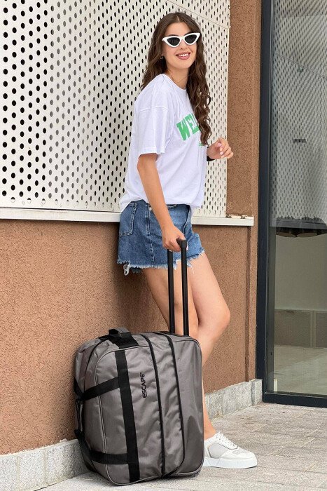HANDLE AND WHEEL TRAVELING BAG DARK GREY/GEE - KLAUDIO FASHION