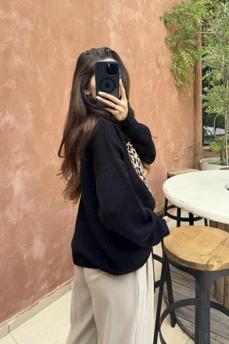 HEART DETAIL TURTLE NECK WOMEN SWEATER BLACK/ E ZEZE - 4