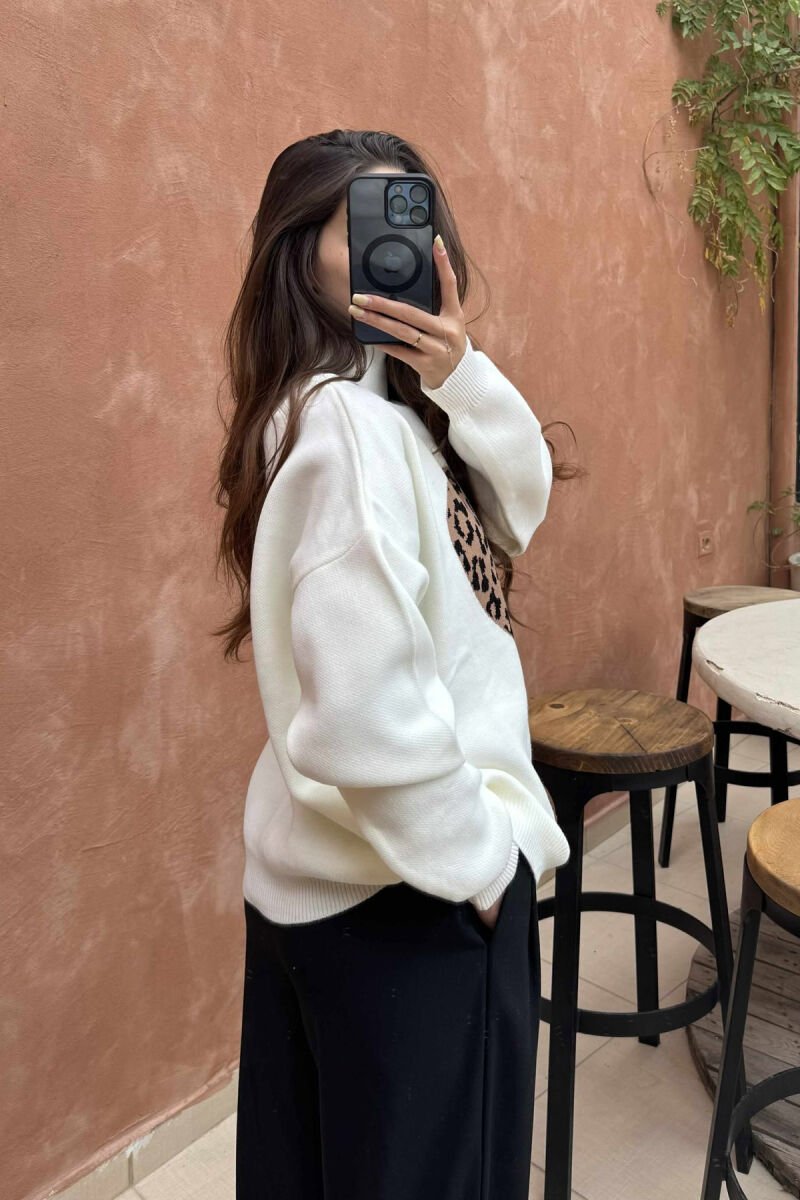 HEART DETAIL TURTLE NECK WOMEN SWEATER LIGHT BEIGE/BZHZB - 4
