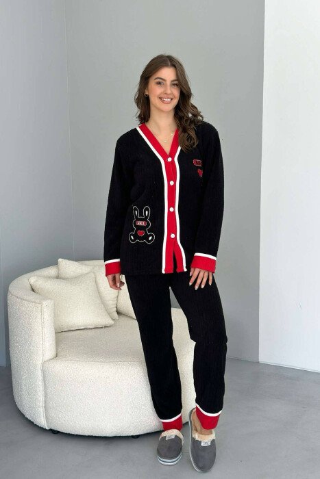HEART LITTLE WRITTINGS WOMAN PYJAMAS BLACK/ E ZEZE - KLAUDIO FASHION