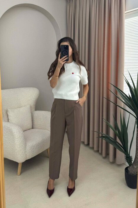 HEART LOGO SHORT SLEEVES WOMEN SWEATER WHITE-E BARDHE - 8
