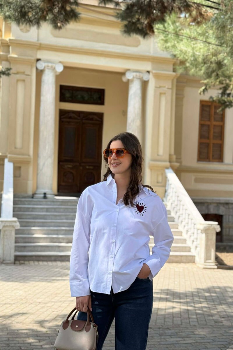 HEART LOGO WOMAN SHIRT WHITE-RED/BAKU - 1
