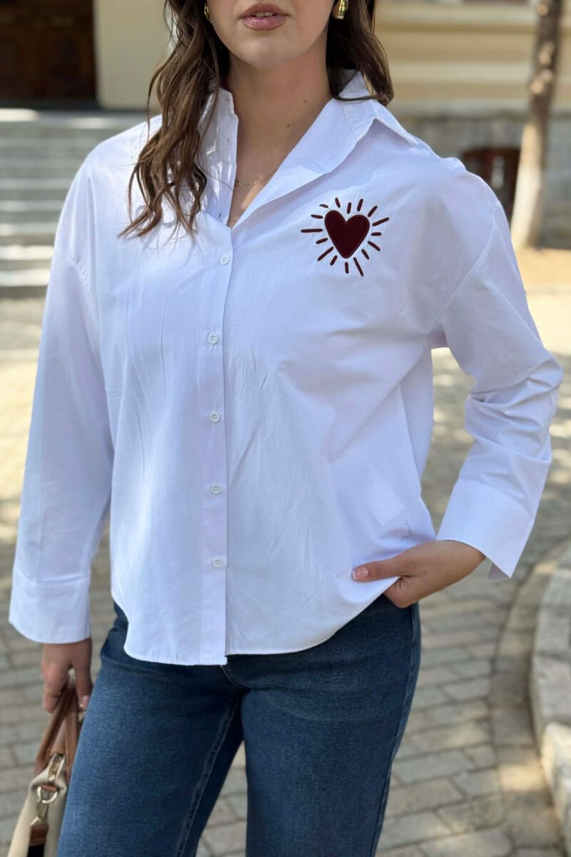 HEART LOGO WOMAN SHIRT WHITE-RED/BAKU - 3