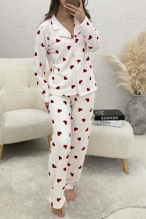 HEARTS DESIGN SHIRT+ TROUSERS WOMEN PYJAMAS PINK/ROZE - 2