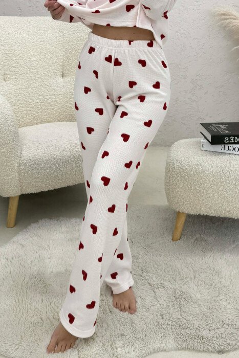 HEARTS DESIGN SHIRT+ TROUSERS WOMEN PYJAMAS PINK/ROZE - 3