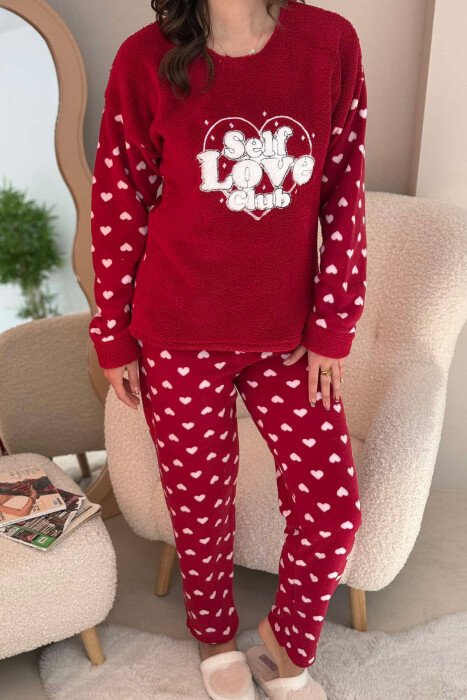 HEARTS DESIGN WOMEN PYJAMAS RED/E KUQE - KLAUDIO FASHION