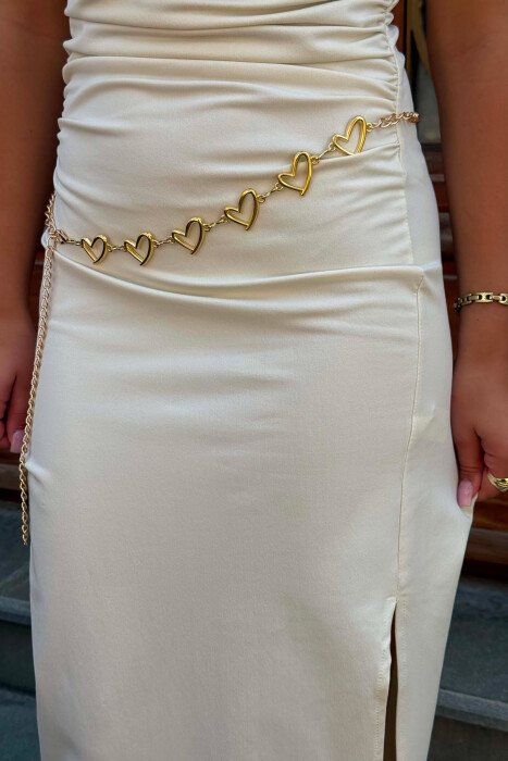 HEARTS DETAILS WOMEN BELT CHAIN GOLDEN ROD/GOLD - 2