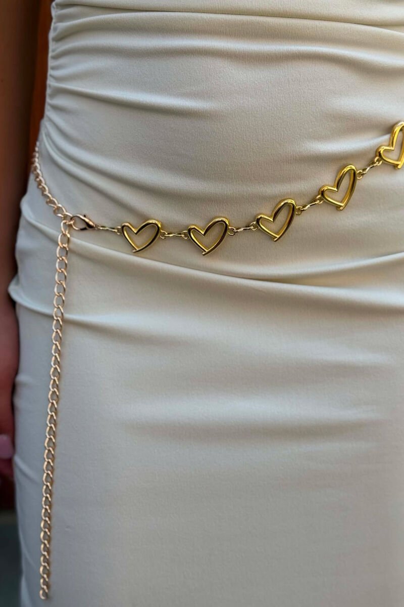 HEARTS DETAILS WOMEN BELT CHAIN GOLDEN ROD/GOLD - 3