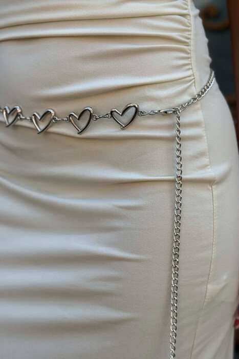 HEARTS DETAILS WOMEN BELT CHAIN SILVER/ARGJEND - 3